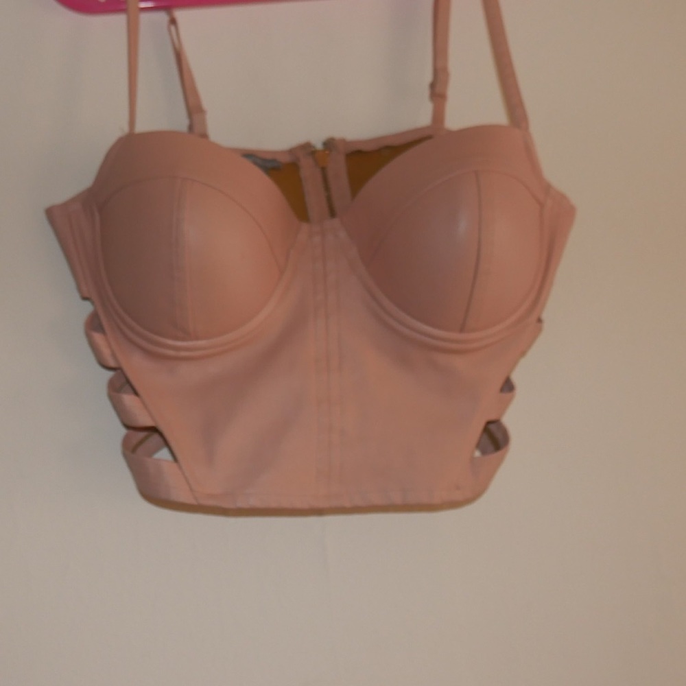 Faux leather bralette